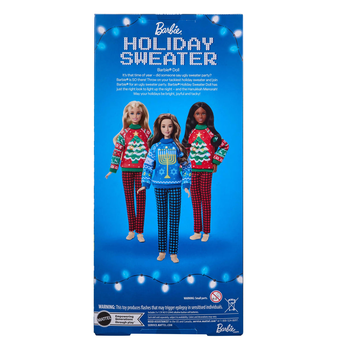 Barbie Holiday Sweater Doll, Collectible Ugly Sweater Doll in Themed Knit Sweater