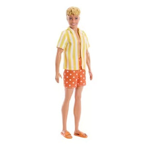 Barbie Fashionistas Style Ken Doll #252 in Orange And Yellow Polka-Dot Shorts, Yellow And White Striped Shirt, Blond Hair
