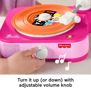 Fisher-Price Barbie Record Player Musical Toy For Preschool Pretend Play, 5 Records & Display Rack