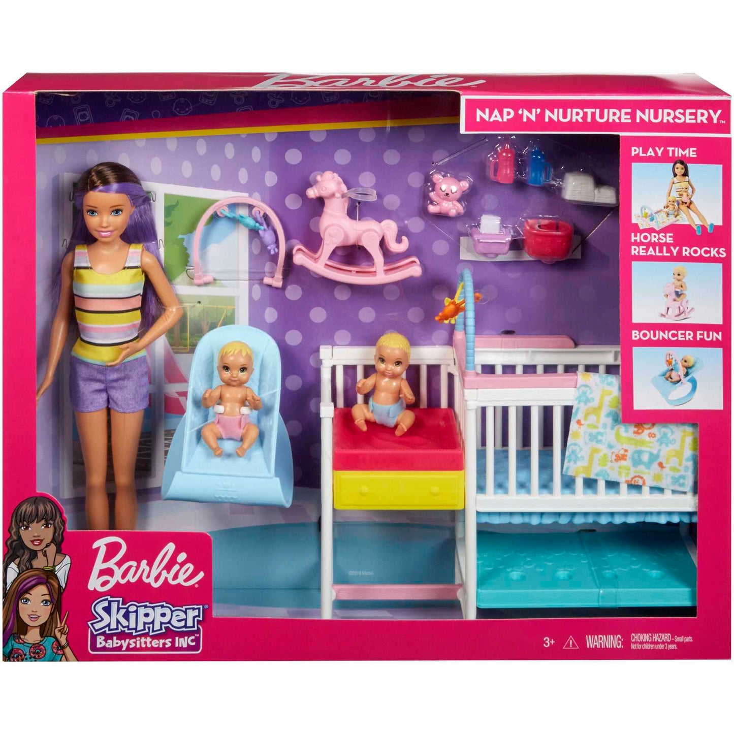 Barbie Skipper Babysitters Inc Nap 'n' Nurture Nursery Dolls and Playset