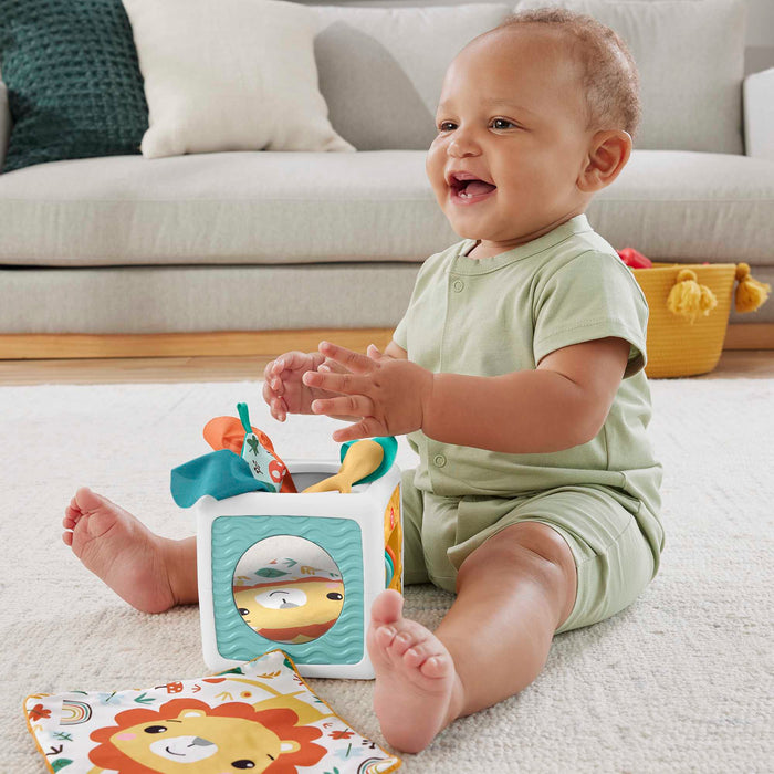 Fisher-Price Tissue Fun Activity Cube Baby Sensory Crinkle Toys for Newborns