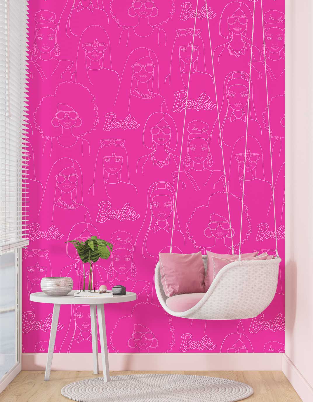 Barbie Line Drawing Wallpaper Mural